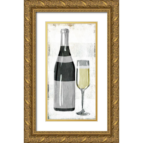 Champagne With Bottle Gold Ornate Wood Framed Art Print with Double Matting by Villa, Milli