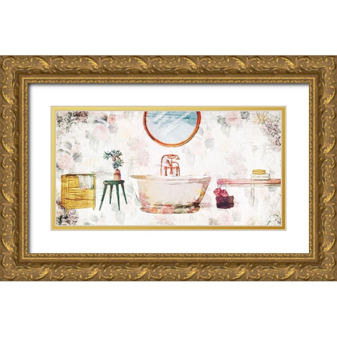 Floral Bathroom 2 Gold Ornate Wood Framed Art Print with Double Matting by Villa, Milli