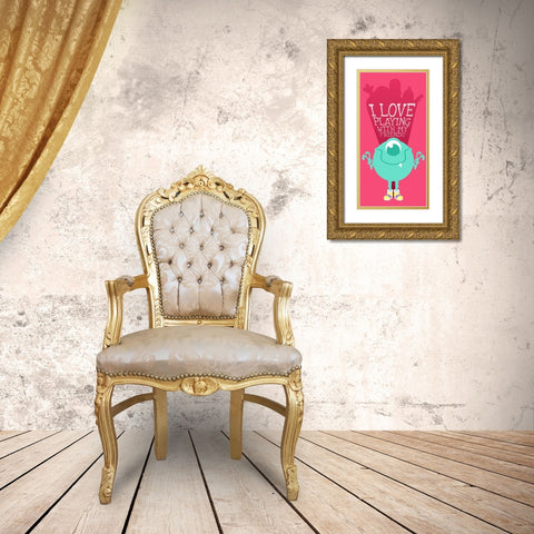 I Love Playing With My Friends Gold Ornate Wood Framed Art Print with Double Matting by Villa, Milli