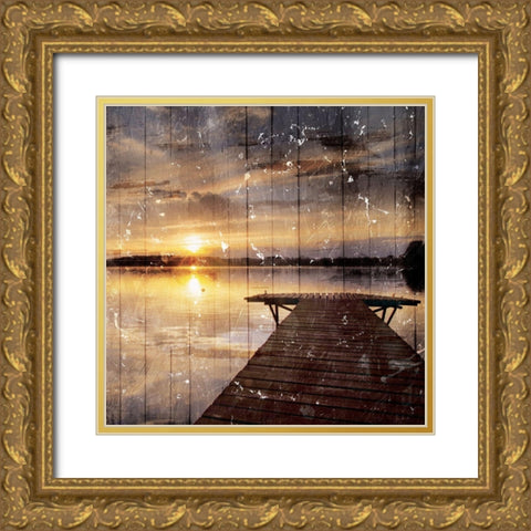 Out On The Dock Gold Ornate Wood Framed Art Print with Double Matting by Villa, Mlli