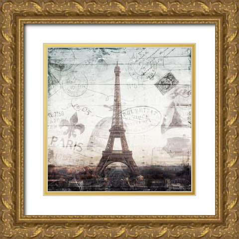 Postcard From Paris Gold Ornate Wood Framed Art Print with Double Matting by Villa, Mlli