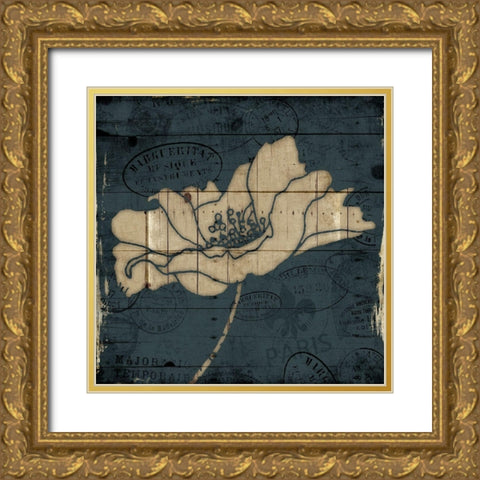 Traveled Blue Flower Mate Gold Ornate Wood Framed Art Print with Double Matting by Villa, Mlli