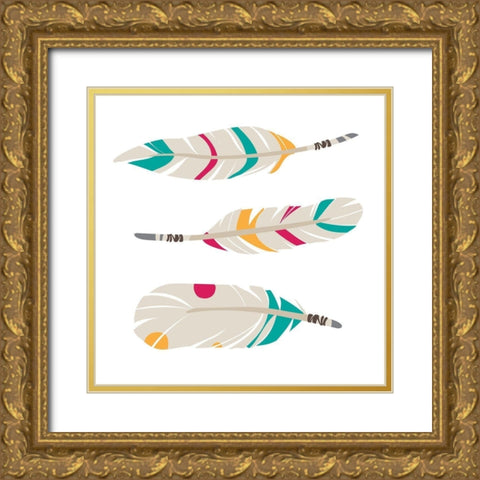 Magical Feathers Gold Ornate Wood Framed Art Print with Double Matting by Villa, Mlli
