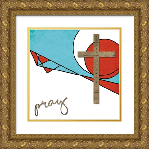 Abstract Pray Gold Ornate Wood Framed Art Print with Double Matting by Villa, Mlli
