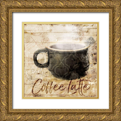 Postcard From Coffee Gold Ornate Wood Framed Art Print with Double Matting by Villa, Mlli
