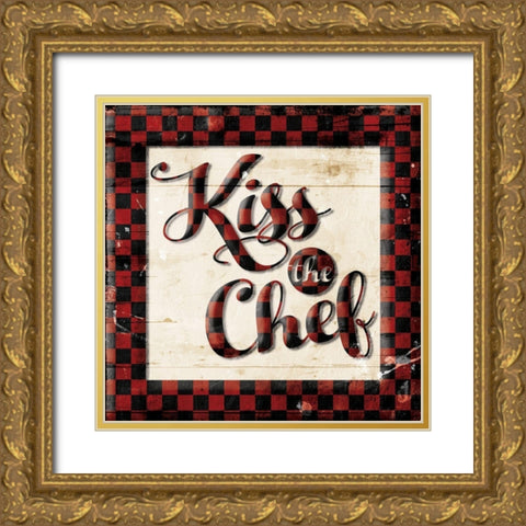 Kiss The Chef Gold Ornate Wood Framed Art Print with Double Matting by Villa, Mlli