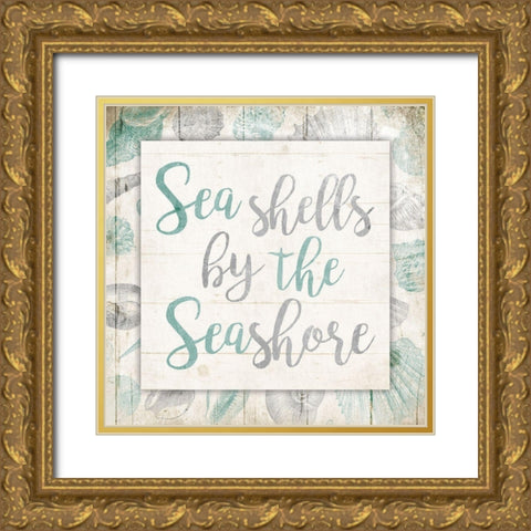 Seashore Gold Ornate Wood Framed Art Print with Double Matting by Villa, Mlli