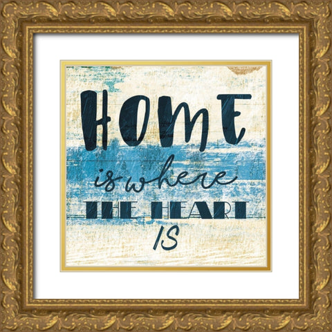 Home Heart Gold Ornate Wood Framed Art Print with Double Matting by Villa, Mlli