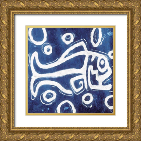 Abstract Fish Gold Ornate Wood Framed Art Print with Double Matting by Villa, Milli
