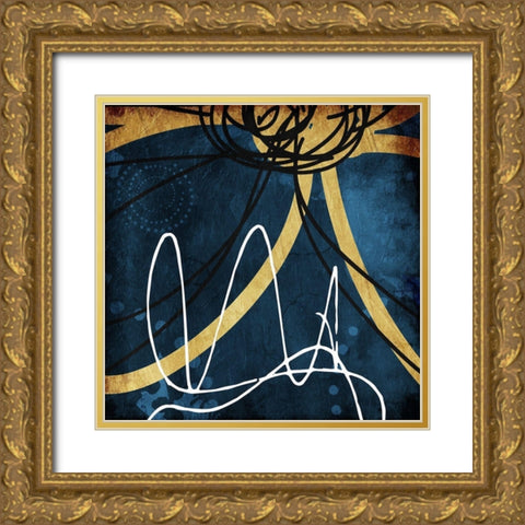 Gold Lines Gold Ornate Wood Framed Art Print with Double Matting by Villa, Mlli