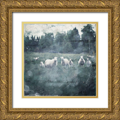 Sheep Loose Gold Ornate Wood Framed Art Print with Double Matting by Villa, Mlli