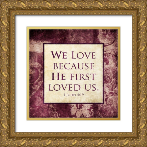 We Love Gold Ornate Wood Framed Art Print with Double Matting by Villa, Mlli