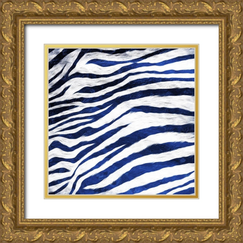 Indigo Zebra Gold Ornate Wood Framed Art Print with Double Matting by Villa, Milli