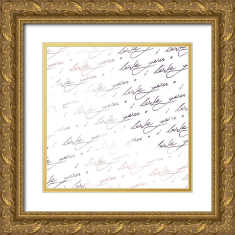 I Love You Gold Ornate Wood Framed Art Print with Double Matting by Villa, Mlli