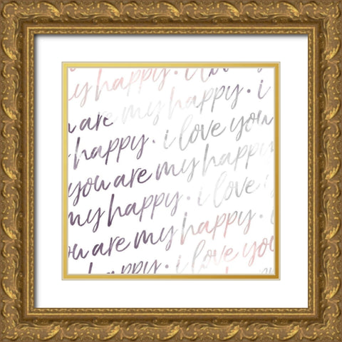 You Are My Happy Gold Ornate Wood Framed Art Print with Double Matting by Villa, Mlli