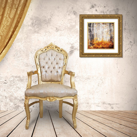 Fall in The Leaves Gold Ornate Wood Framed Art Print with Double Matting by Villa, Mlli
