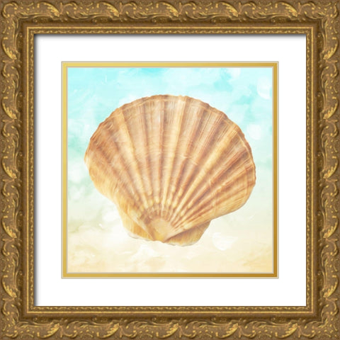 Shell On The Beach Gold Ornate Wood Framed Art Print with Double Matting by Villa, Mlli