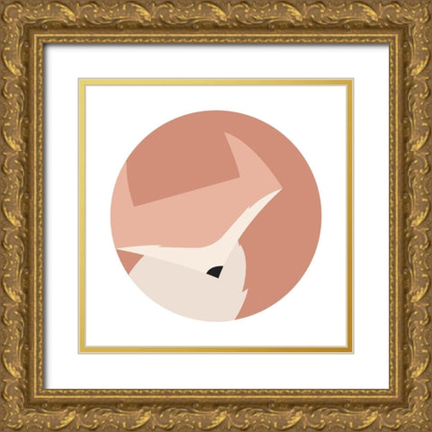 Cuddle Fox Gold Ornate Wood Framed Art Print with Double Matting by Villa, Mlli