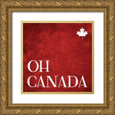 Canada Map Gold Ornate Wood Framed Art Print with Double Matting by Villa, Mlli