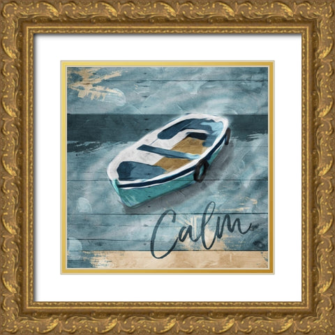 Calm Boat Gold Ornate Wood Framed Art Print with Double Matting by Villa, Mlli