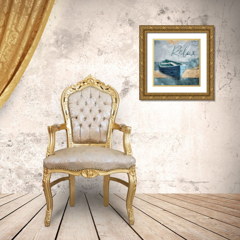 Relax Boat Gold Ornate Wood Framed Art Print with Double Matting by Villa, Mlli