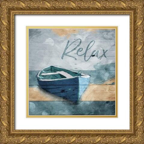 Relax Boat Gold Ornate Wood Framed Art Print with Double Matting by Villa, Mlli