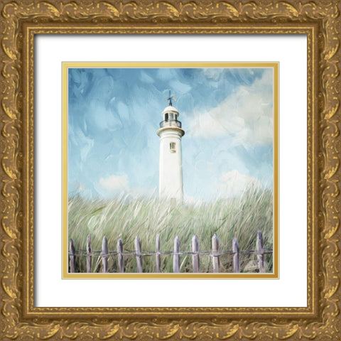 Light House On The Hill Gold Ornate Wood Framed Art Print with Double Matting by Villa, Mlli