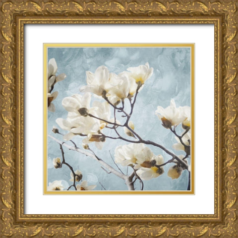 Tree Of White Flowers Mate Gold Ornate Wood Framed Art Print with Double Matting by Villa, Mlli