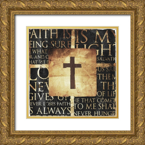 Quote Border Cross Gold Distressless Gold Ornate Wood Framed Art Print with Double Matting by Villa, Mlli