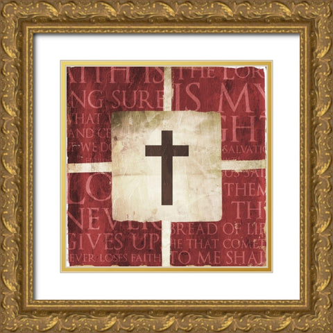 Cross On the Words Gold Ornate Wood Framed Art Print with Double Matting by Villa, Mlli