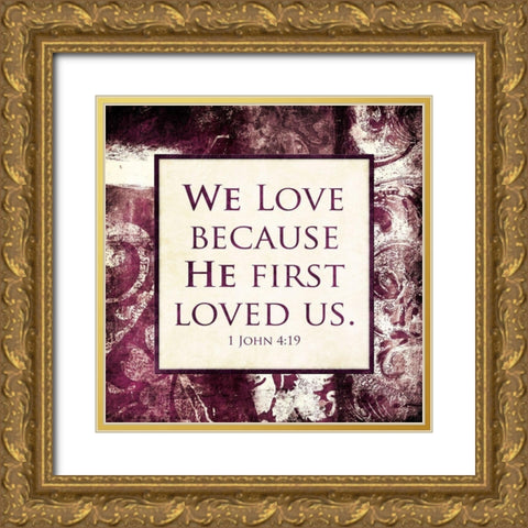 We Love Lighter Gold Ornate Wood Framed Art Print with Double Matting by Villa, Mlli