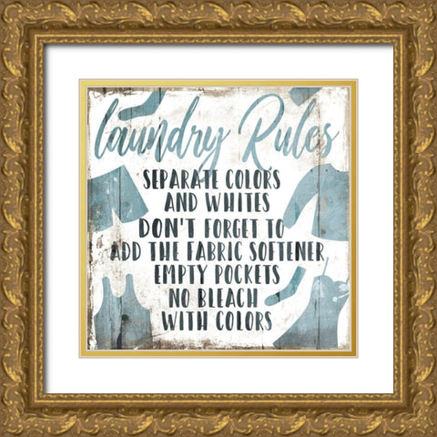 Laundry Rules Separate Gold Ornate Wood Framed Art Print with Double Matting by Villa, Mlli