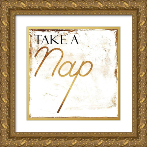 Take A Nap Gold Ornate Wood Framed Art Print with Double Matting by Villa, Mlli
