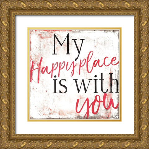 Happy You Gold Ornate Wood Framed Art Print with Double Matting by Villa, Mlli