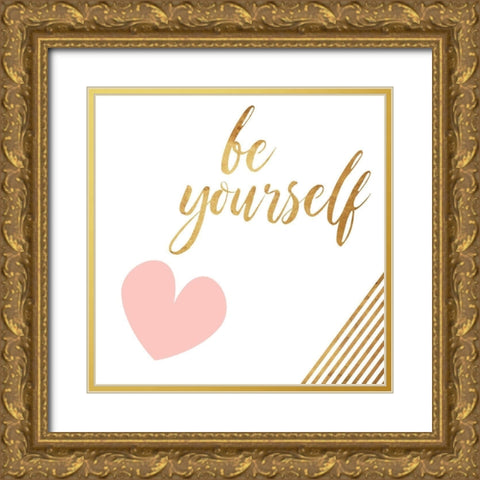 Be Yourself Heart Gold Ornate Wood Framed Art Print with Double Matting by Villa, Mlli
