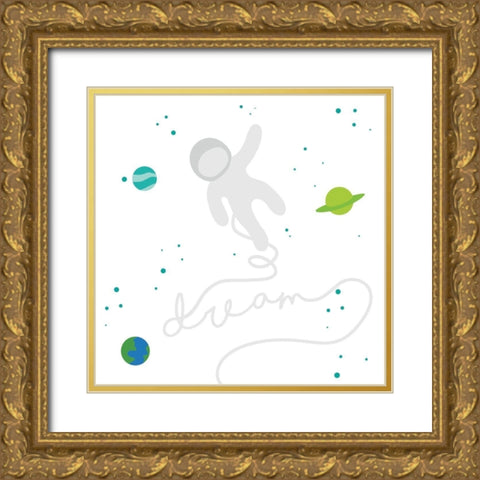 Out There Space Gold Ornate Wood Framed Art Print with Double Matting by Villa, Mlli