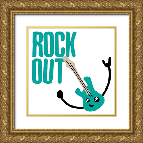 Rock Out Gold Ornate Wood Framed Art Print with Double Matting by Villa, Mlli