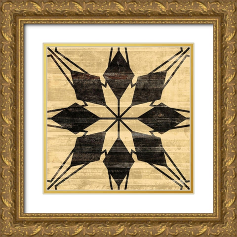 Black Wood Star Gold Ornate Wood Framed Art Print with Double Matting by Villa, Mlli