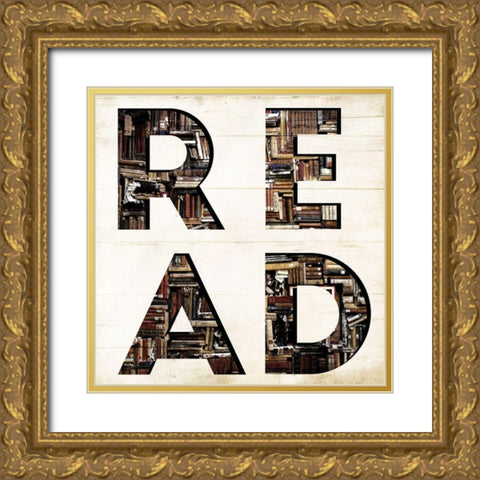 Read Books Gold Ornate Wood Framed Art Print with Double Matting by Villa, Mlli