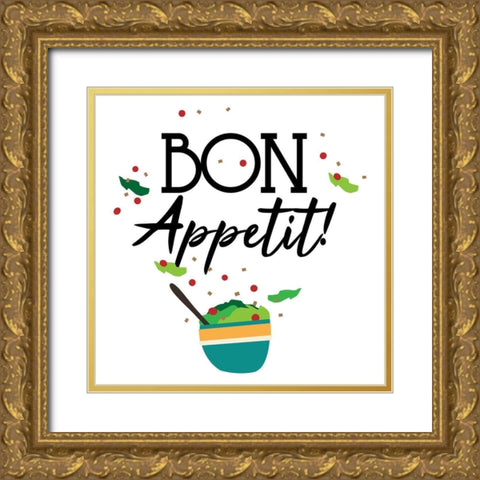 Bon Appetit Gold Ornate Wood Framed Art Print with Double Matting by Villa, Mlli
