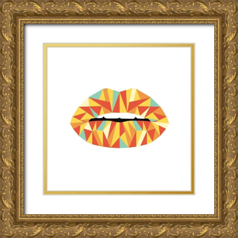 Geo Lips Gold Ornate Wood Framed Art Print with Double Matting by Villa, Mlli