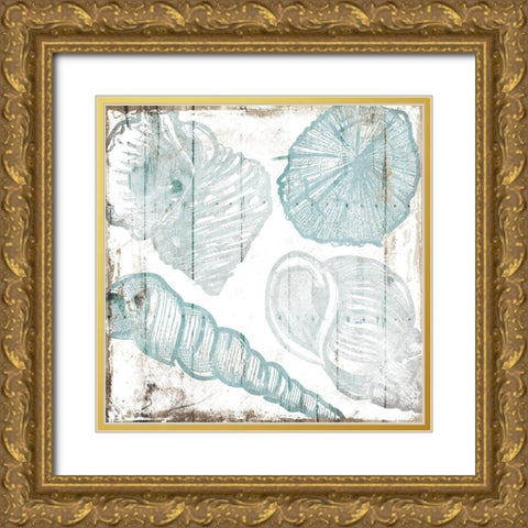 Sketched Shells Gold Ornate Wood Framed Art Print with Double Matting by Villa, Mlli