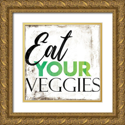 Eat Your Veggies Gold Ornate Wood Framed Art Print with Double Matting by Villa, Mlli