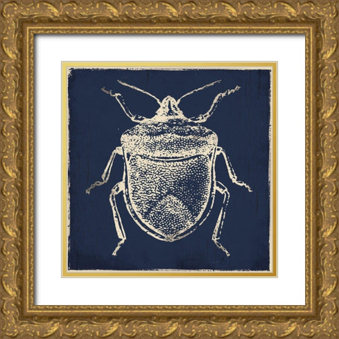 Bug Life Blue Two Gold Ornate Wood Framed Art Print with Double Matting by Villa, Milli