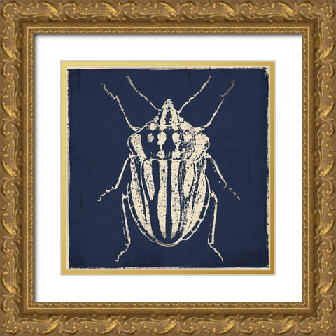 Bug Life Blue Three Gold Ornate Wood Framed Art Print with Double Matting by Villa, Milli