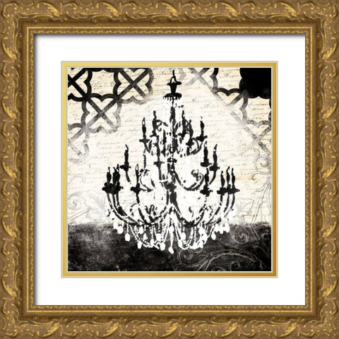 Chandelier Focus Gold Ornate Wood Framed Art Print with Double Matting by Villa, Mlli