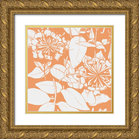 Sunshine Flowers Three Gold Ornate Wood Framed Art Print with Double Matting by Villa, Mlli