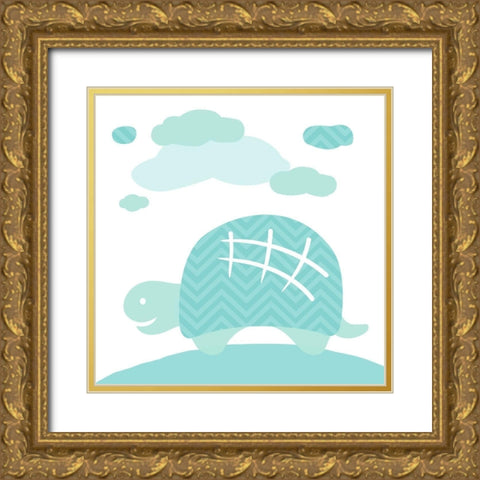 Turtle Fun Gold Ornate Wood Framed Art Print with Double Matting by Villa, Mlli