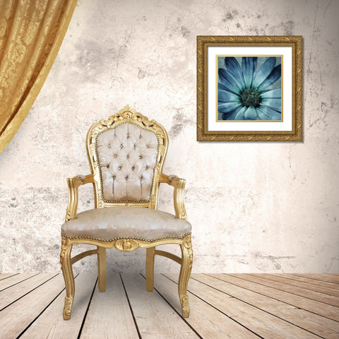 Uplifting Blue Flower Mate Gold Ornate Wood Framed Art Print with Double Matting by Villa, Mlli