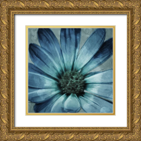 Uplifting Blue Flower Mate Gold Ornate Wood Framed Art Print with Double Matting by Villa, Mlli